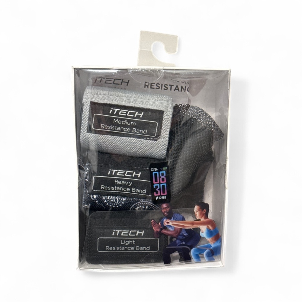 iTECH Resistance Bands 3 Strengths 3 Pack Set with Mesh Carry Bag (only bands)
